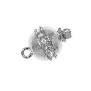 Rhodium Plated Round Box Clasp With 12 SWAROVSKI ELEMENTS - 11mm Diameter